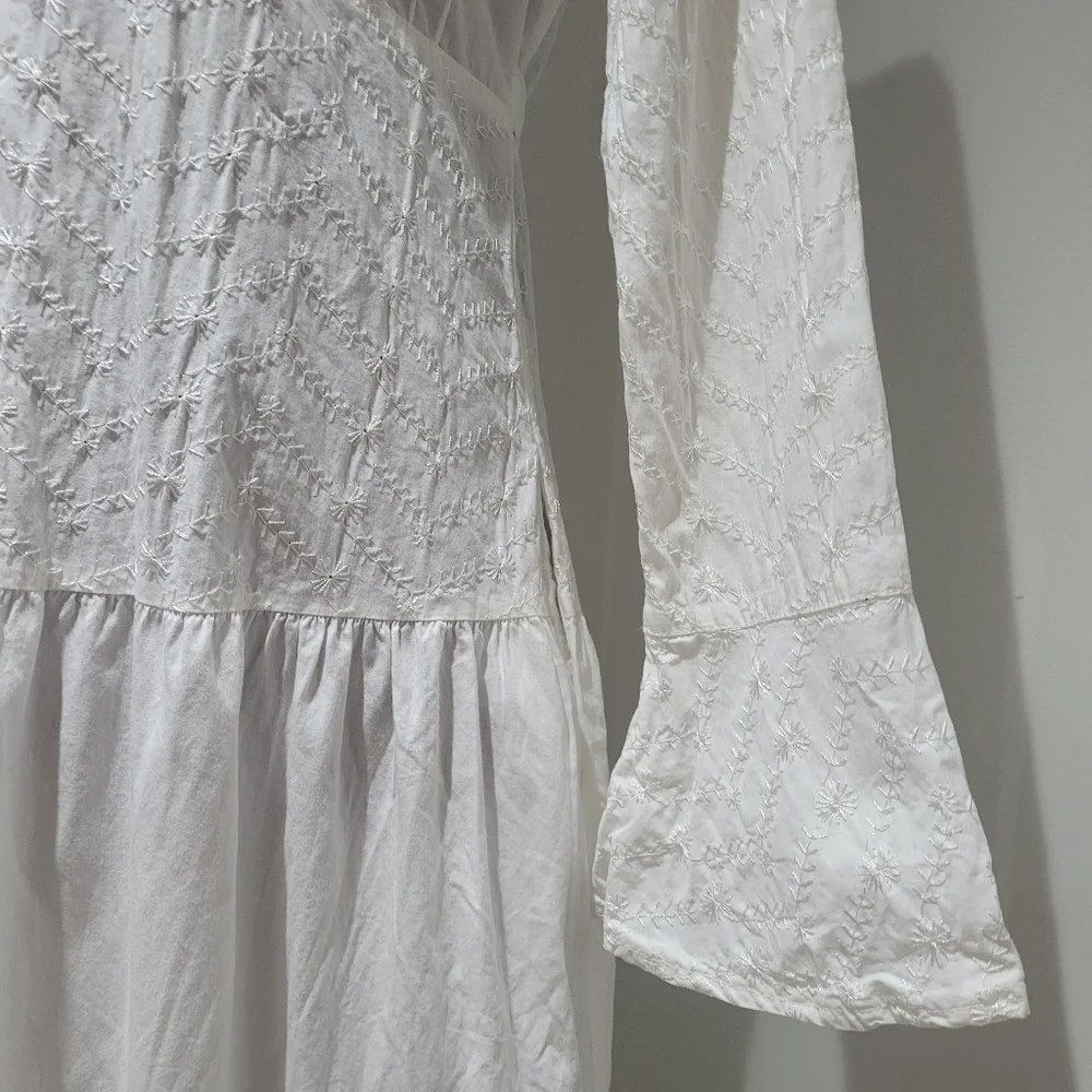 Dressed in White Women's Embroidered Boho Cotton Maxi Dress XS Fairycore Peasant - Picture 6 of 13